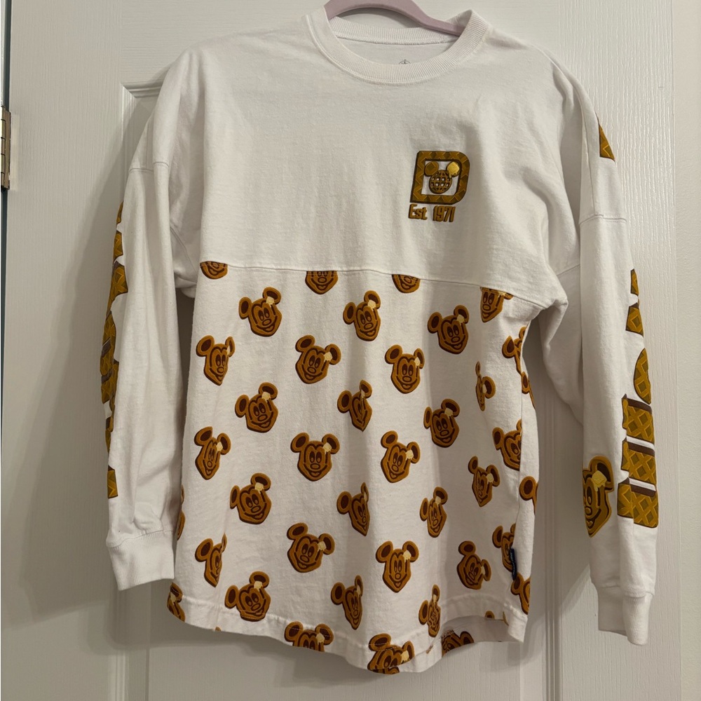 Disney White and Gold Long Sleeve Tee with waffle butter design